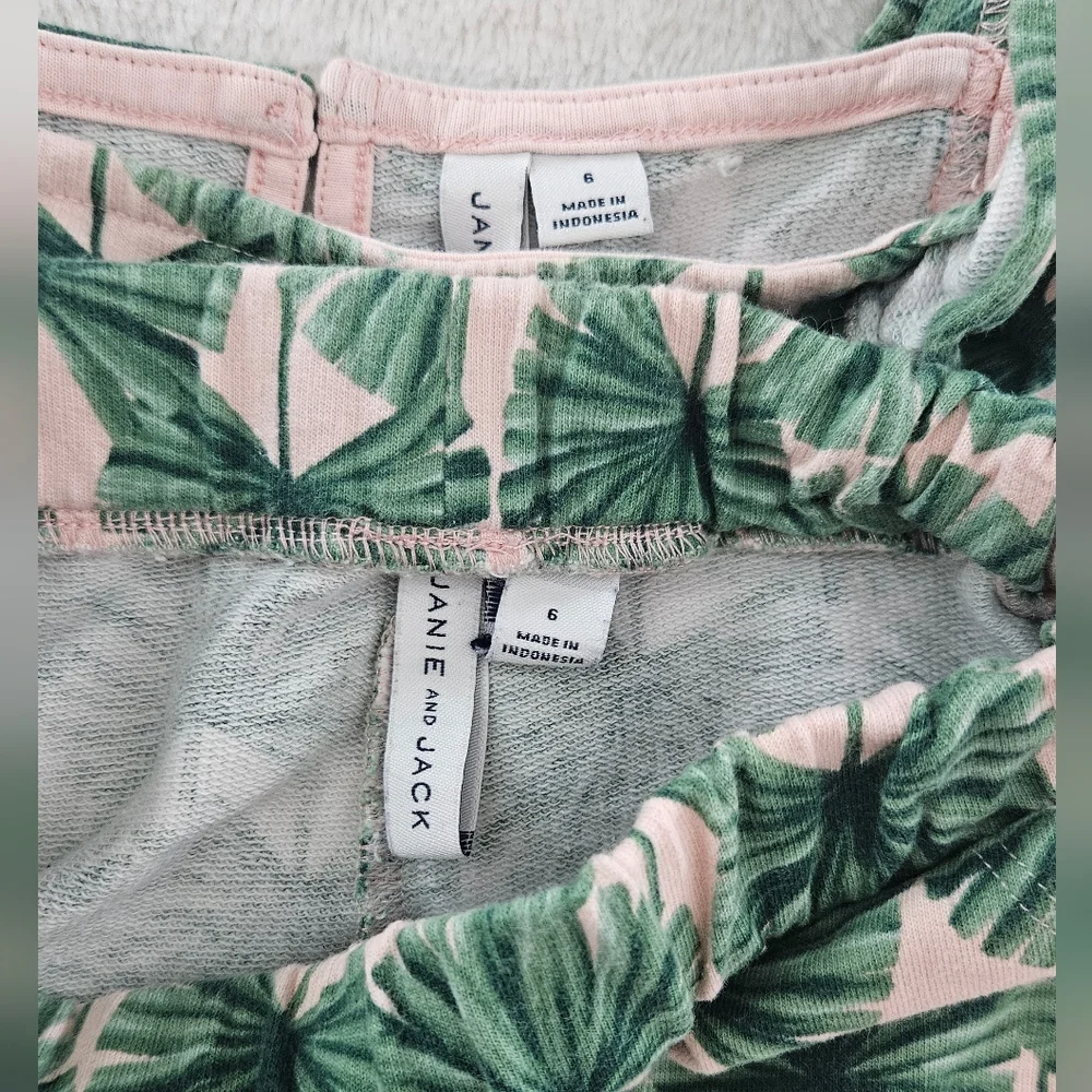 Janie and Jack Pink and Green Tropical Palm Matching Set